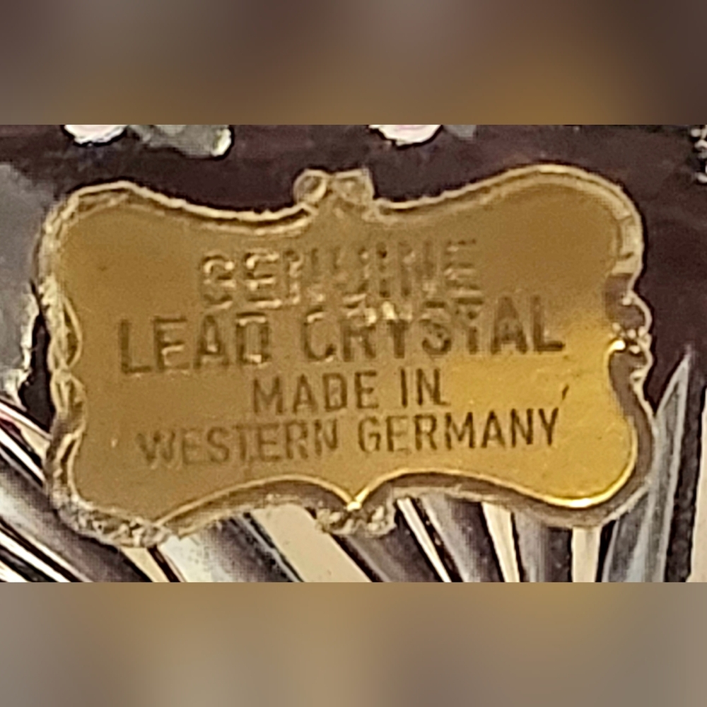 Vtg Western Germany Geniune Lead Crystal Pedastal Candy Dish (Marble & Brass) - Picture 5 of 6